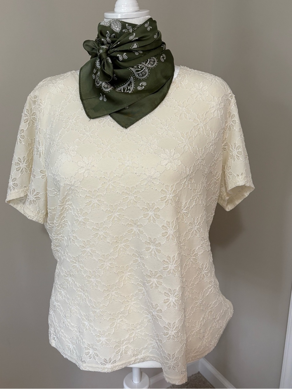 Covington Cream Lace Short Sleeve Top